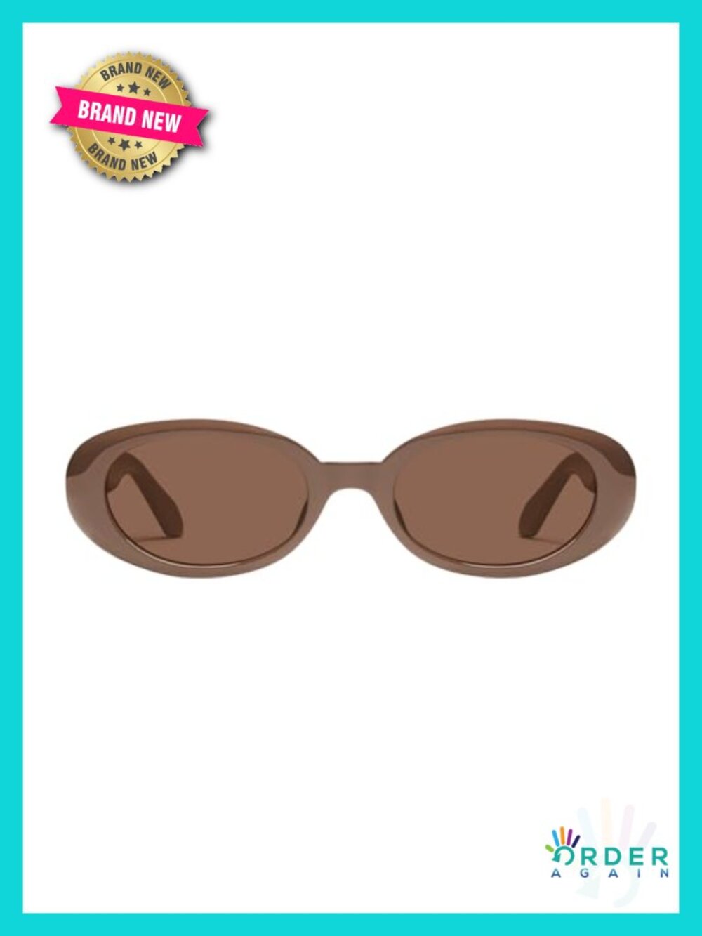 Round UV Protection Sunglasses with Case & Cloth, Full Frame Universal Fit